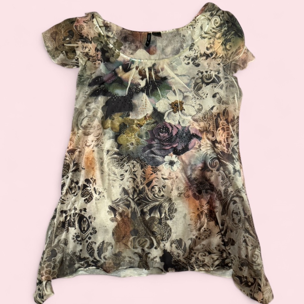 Green Floral Top